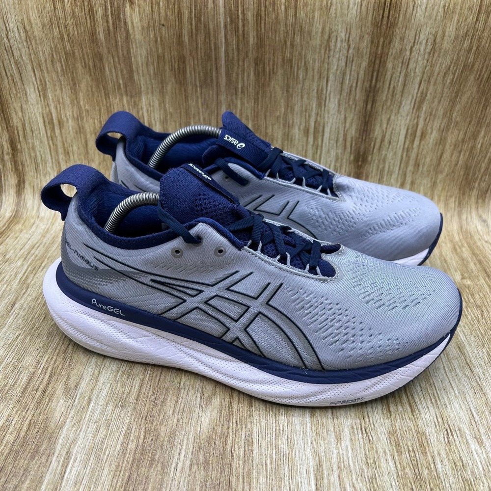 ASICS Gel-Nimbus 25 Running Shoes Men's Size 10 Wide Grey Navy Sneakers 1011B625